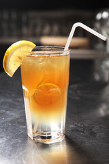 cocktail with lemon and ice