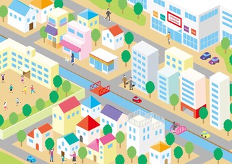 かわいいポップな街並