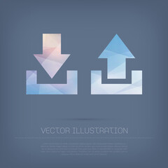 Vector icons upload and download, incoming and outgoing