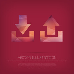 Vector icons upload and download, incoming and outgoing