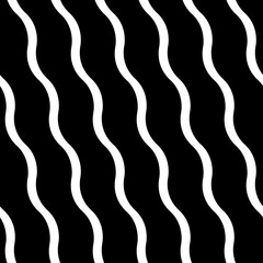Wavy lines seamless pattern. Angled jagged stripes ornament. Linear waves motif. Diagonal curves print. Striped background. Tilted broken line shapes wallpaper. Slanted zigzag stripe figures. Vector.