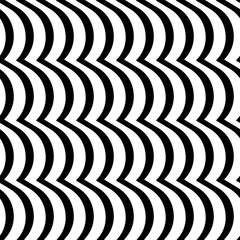 Wavy lines seamless pattern. Angled jagged stripes ornament. Linear waves motif. Curves print. Striped background. Tilted broken line shapes wallpaper. Slanted zigzag stripe figures. Vector artwork