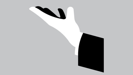 Hand of the waiter. A hand gesture that can hold something. Element for design.