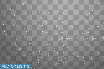 The dust sparks shine with special light. Vector sparkles on a transparent background. Christmas light effect. Sparkling magical dust particles.
