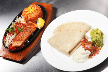 fried chicken and fried rice with taco	