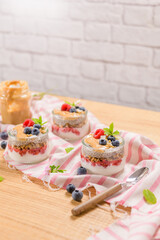 Chia pudding with oat and berries