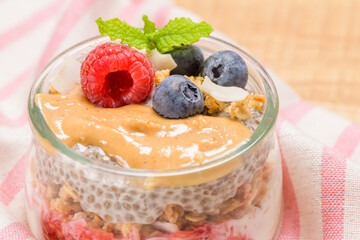 Chia pudding with oat and berries