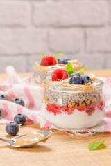 Chia pudding with oat and berries