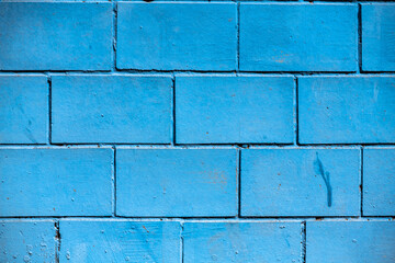 Nice old painted blue brick wall background abstract 