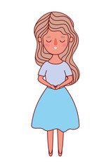 Avatar woman cartoon with brown hair vector design