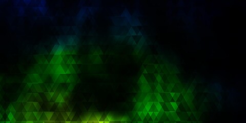 Dark Blue, Green vector background with lines, triangles.