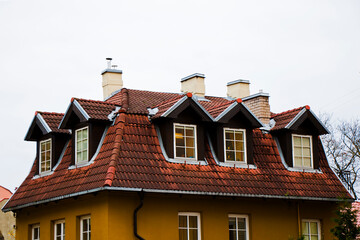 Fototapeta na wymiar Old village hoses and apartment in Pärnu Parnu, Estonia