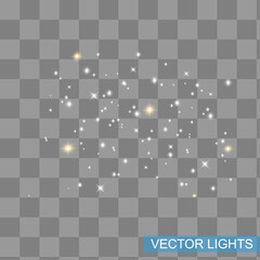 White sparks glitter special light effect. Vector sparkles on transparent background. Christmas abstract pattern. Sparkling magic dust particles