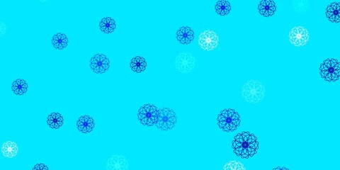 Naklejka premium Light BLUE vector doodle template with flowers.