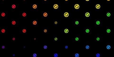 Dark Multicolor vector pattern with coronavirus elements.