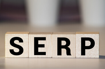 SERP word made with wood building blocks.