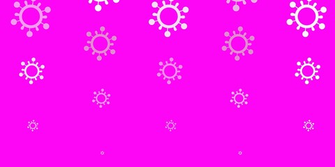 Light Purple, Pink vector background with covid-19 symbols.