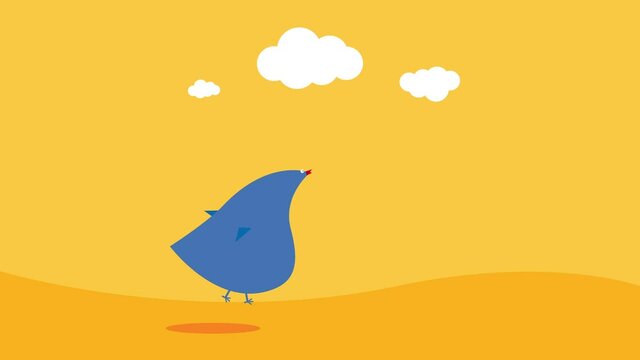 bird with blue plumage lost in the sahara over burning sand and sunny sky with little clouds suggesting it escaped from captivity but cant fly