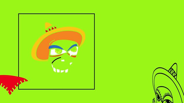 spicy food logo with a funny mexican hot chilli wearing sombrero suggesting its a business using selected ingredients from around the world to assure great taste