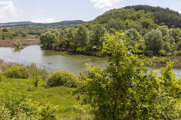 Fototapeta premium landscape of Topolnitsa Reservoir, Bulgaria