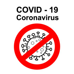 Stop Covid-19 Coronavirus concept inscription typography design logo. dangerous virus vector. Icon Covid-19 coronavirus