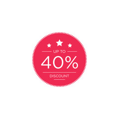 40% discount shop sale promotion advertisement badge vector
