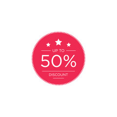 50% discount shop sale promotion advertisement badge vector