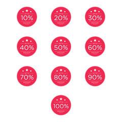 Red vector sale badge stickers set icon illustration isolated sign symbol