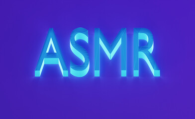 neon letters asmr, autonomous sensory meridian response, 3d illustration