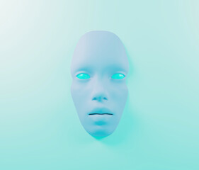 face mask on the surface of the water, 3d illustration