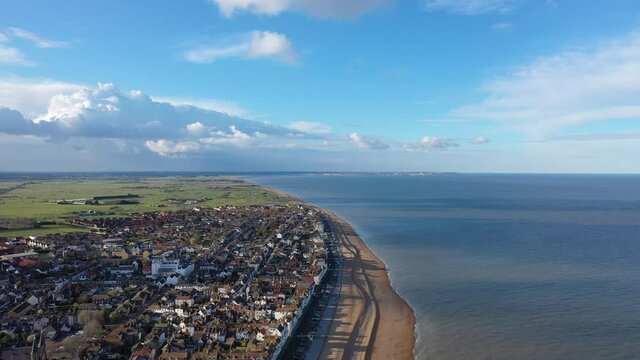 Aerial view of Deal pier, Deal, Kent, UK