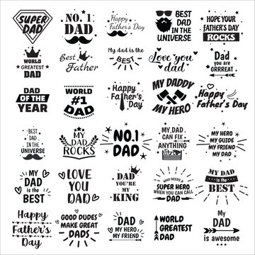 Vector typography design. Unique handdrawn emblem for father's day - can be used on clothing, postcard, poster. Happy father's day design.
