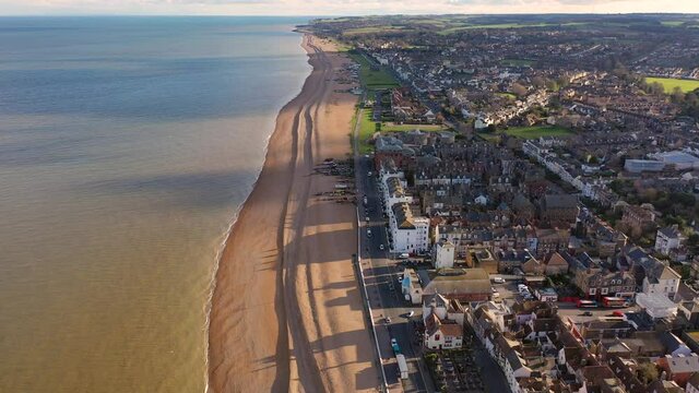 Aerial view of Deal pier, Deal, Kent, UK