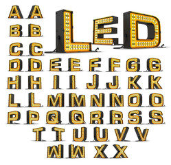 LED alphabet light 3d rendering illustration with clipping path. © Thanasantipan