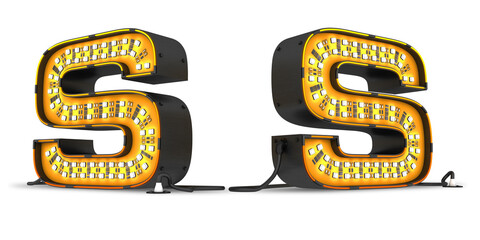LED alphabet light 3d rendering illustration with clipping path.