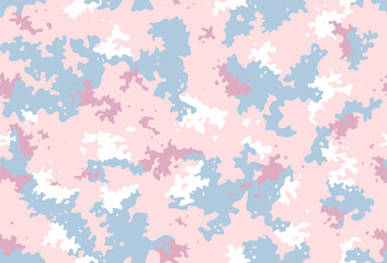Fototapeta na wymiar Camouflage seamless pattern in delicate colors for printing on fabrics for children's and sportswear