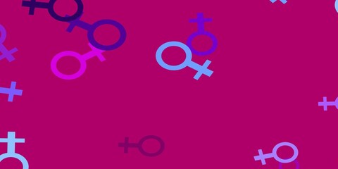 Light Blue, Red vector backdrop with woman's power symbols.