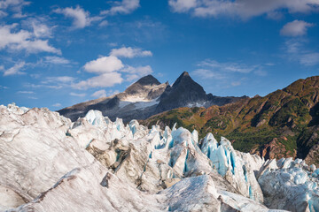 glacier landscape in sunshine