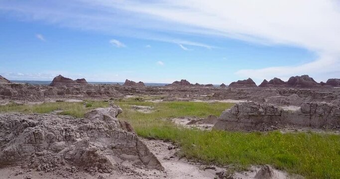 Badlands, South Dakota Aerial Drone Shot of Rock Formations
