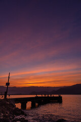 Sunset sky over the pier