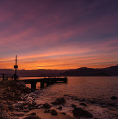Fototapeta na wymiar Sunset sky over the pier