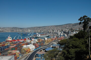 Valparaiso Chile sudamerica panoramica del Puerto De Valparaiso vista del ascensor