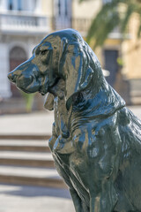 Gran Canaria, Las Palmas city. Bronze dog statues representing the animal symbol of the Gran Canaria island. located at Plaza de Santa Ana square, Vegueta district, Las Palmas city, Gran Canaria.