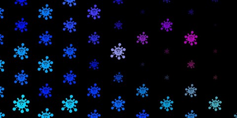 Dark pink, blue vector texture with disease symbols.