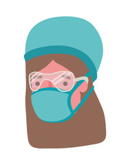 Female doctor with mask vector design