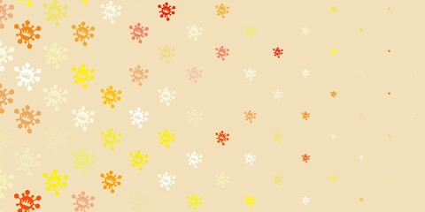 Light yellow vector background with covid-19 symbols.