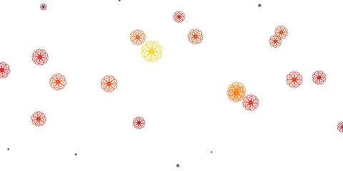 Light Orange vector doodle template with flowers.