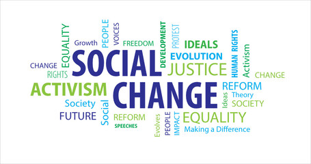 Social Change Word Cloud on a White Background