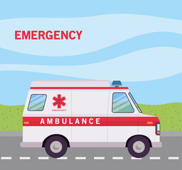 Ambulance on street vector design