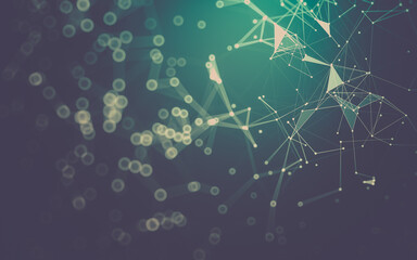 Abstract background. Molecules technology with polygonal shapes, connecting dots and lines. Connection structure. Big data visualization.